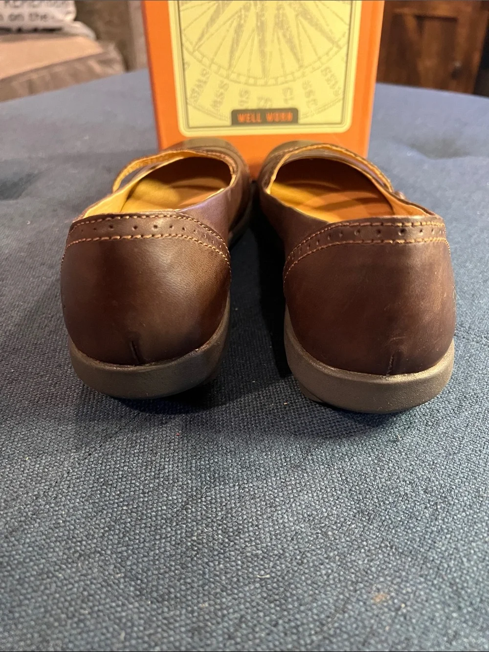 Ruff Hewn Brown Leather Mary Jane Flats with Strap